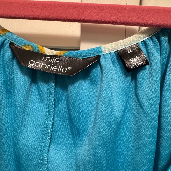 Mlle Gabrielle Turquoise Floral Hi-Lo Dress - Picture 2 of 3